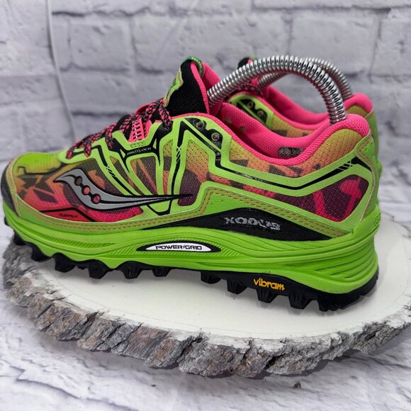 Saucony Xodus 6.0 Vibram Trail Running Shoes Women's Size 8 Neon Sneakers - Picture 5 of 13